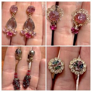 4 Pairs Vintage Earrings Clip and post and screw back
